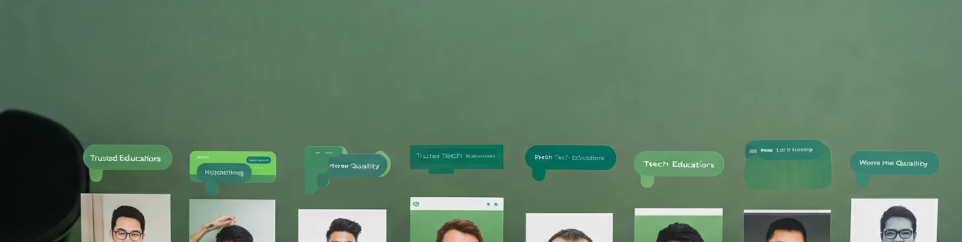 Selección de creadores y webs de tecnología recomendados, representados con fichas en tono positivo y verde