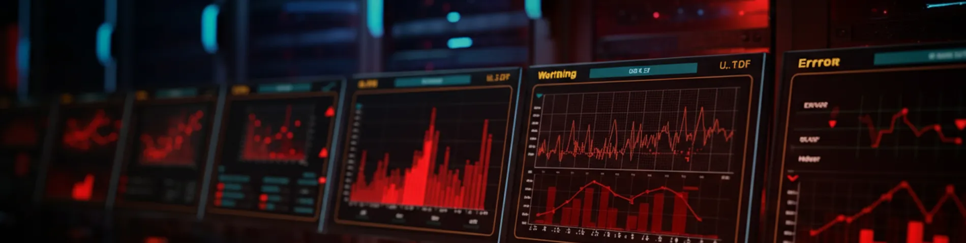 Panel de monitorización con gráficos rojos indicando caídas del servicio de Claude