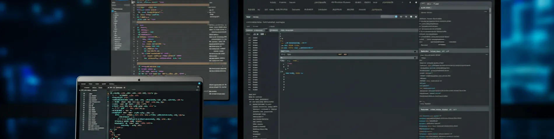 Ventana de editor de código con un navegador integrado mostrando una página web, en un escritorio oscuro moderno