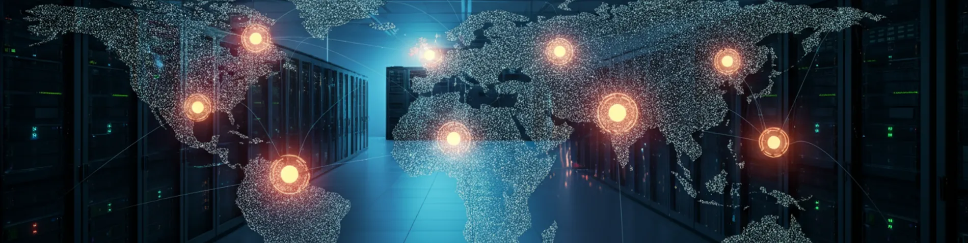 Infraestructura de Cloudflare Workers sobre fondo oscuro con red de nodos distribuidos y código de configuración