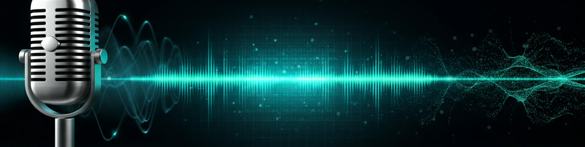 Representación visual de dos plataformas de voz conectadas por un flujo de migración, fondo oscuro tech con ondas de sonido digitales