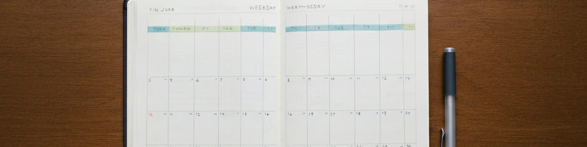 Calendario semanal con bloques de tiempo coloreados para gestión del trabajo y la agenda personal