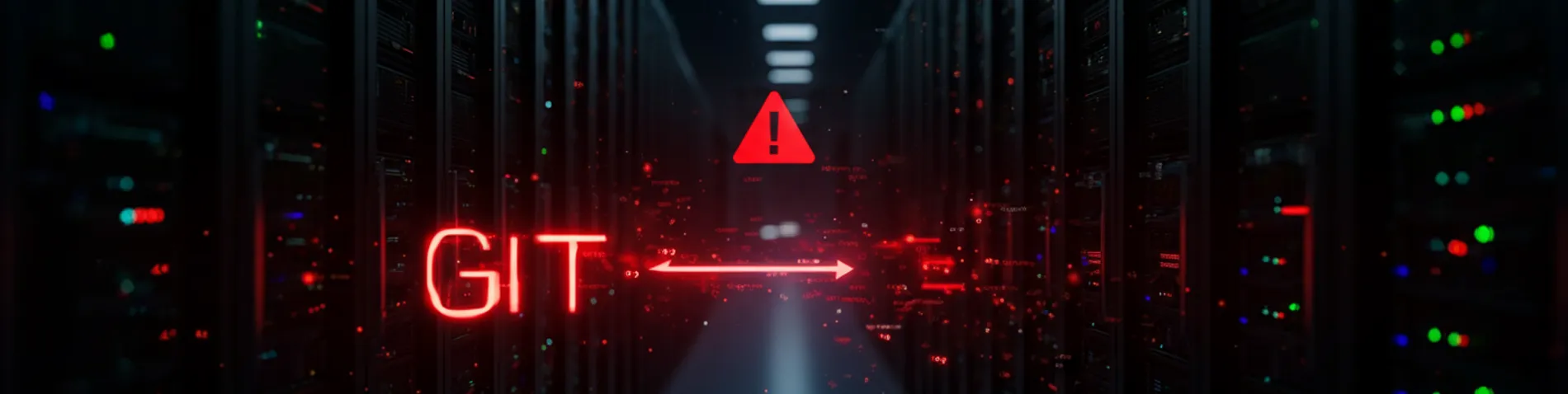 Pipeline de git push comprometido con indicadores de alerta roja sobre código inyectado