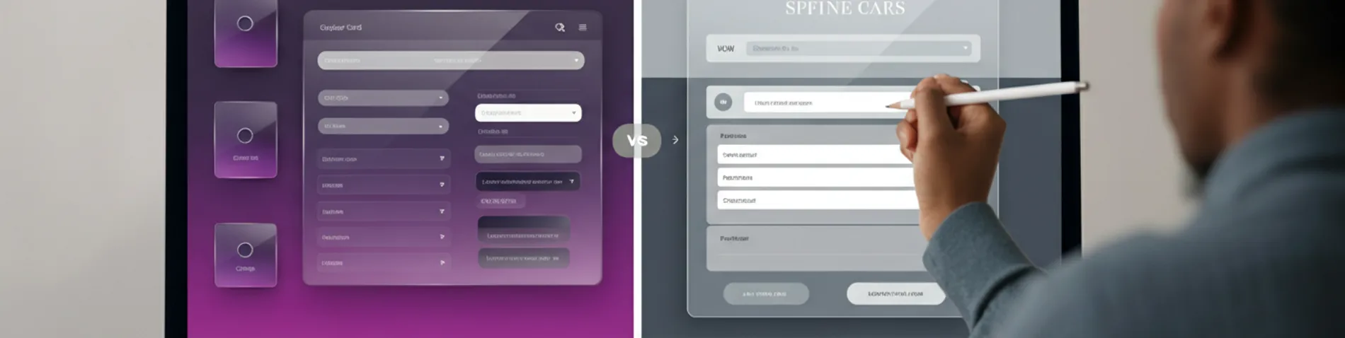 Pantalla de editor de código mostrando una interfaz web antes y después de aplicar mejoras de diseño, contraste entre estética genérica y diseño cuidado
