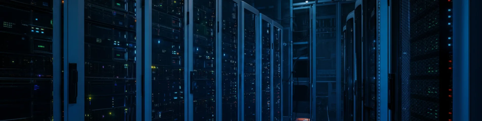 Servidores de centro de datos con un chip de Inteligencia Artificial brillante, representando el lanzamiento de un gran modelo de lenguaje de código abierto