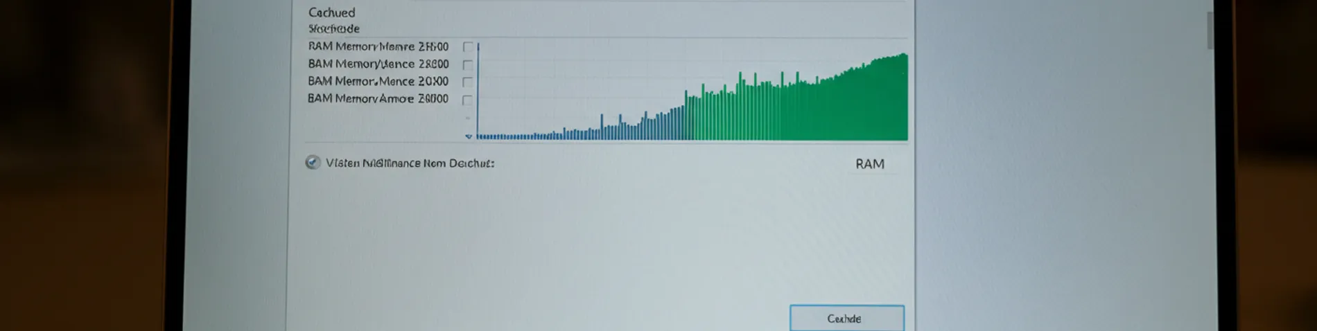 Administrador de tareas de Windows mostrando el uso de memoria RAM y la cantidad en caché en el apartado de rendimiento