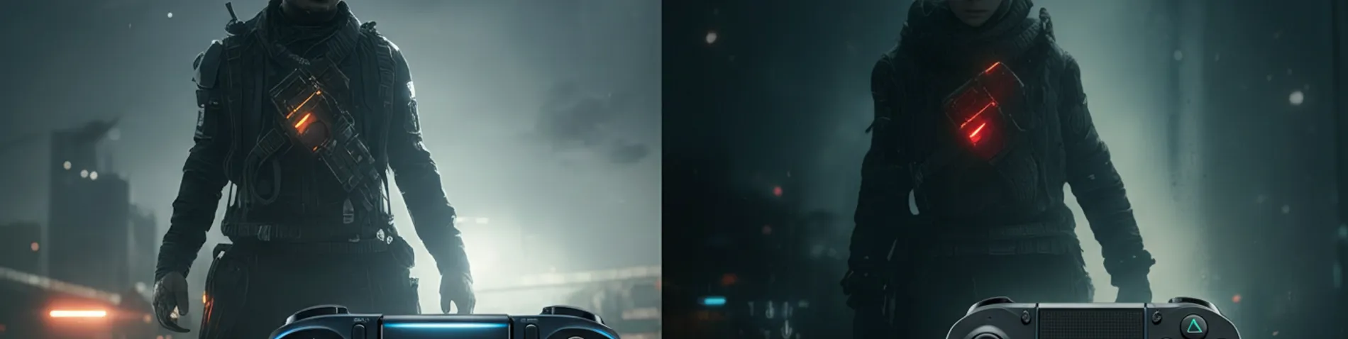 Mando de consola de nueva generación junto a capturas de videojuegos comparadas, sin diferencia clara entre generaciones