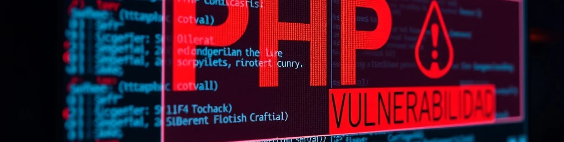 Pantalla de un servidor con código PHP y un aviso rojo de vulnerabilidad crítica