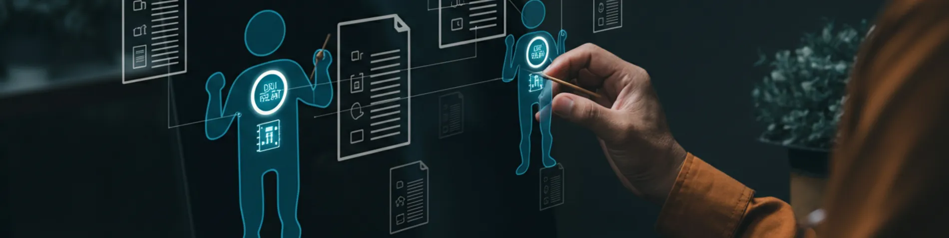 Desarrollador dirigiendo una flota de agentes de código mediante skills y procesos bien definidos en pantalla