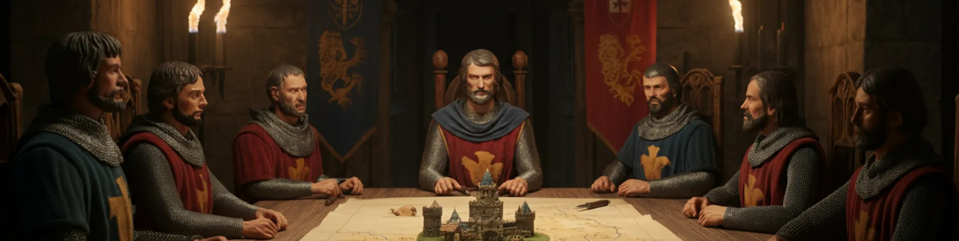 Escena de Travian con tropas, aldea y emblemas de alianza representando las normas no escritas entre jugadores