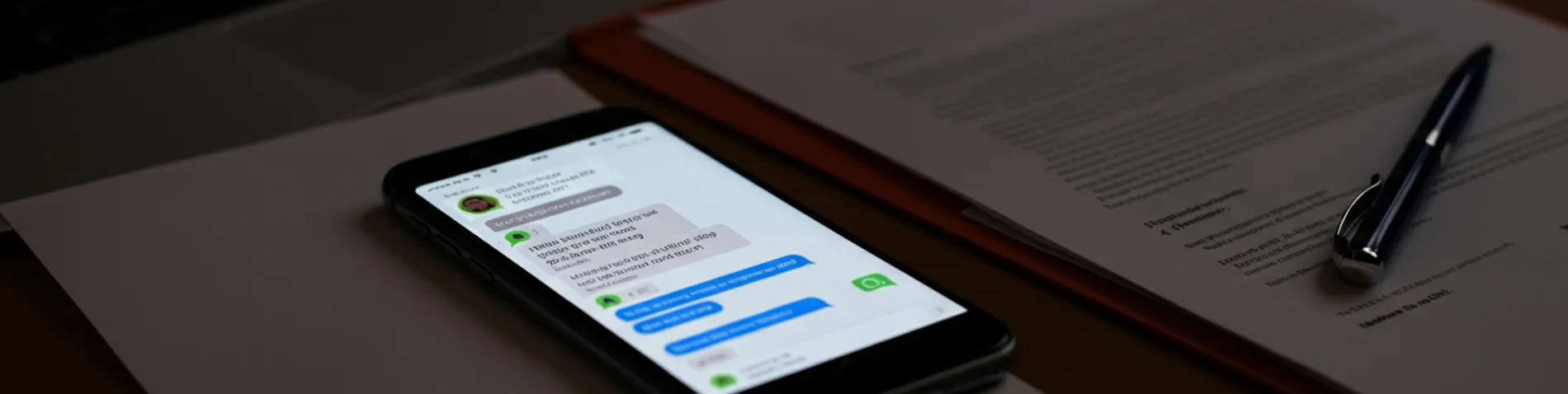 Móvil con conversaciones de WhatsApp mezclando mensajes personales y profesionales