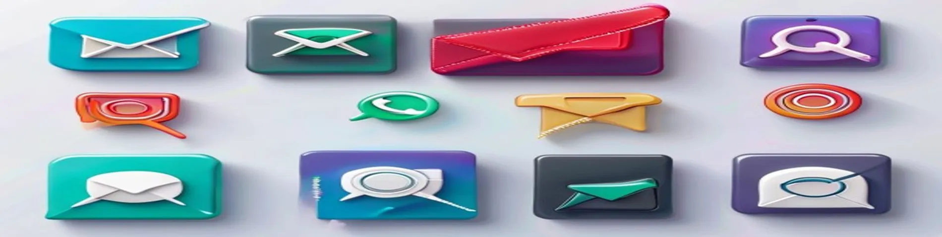 Iconos de comunicación: email, WhatsApp, teléfono y chat